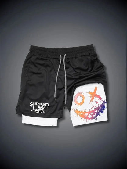Men's 2-in-1 Graphic Print Fitness Shorts