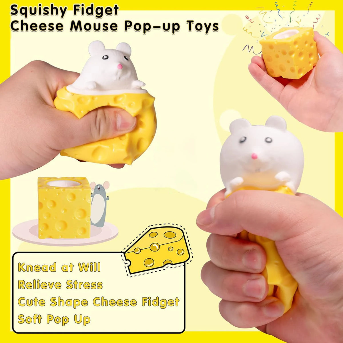 Mouse in Cheese Squeeze Toy – Pop-Up Fidget Stress Relief