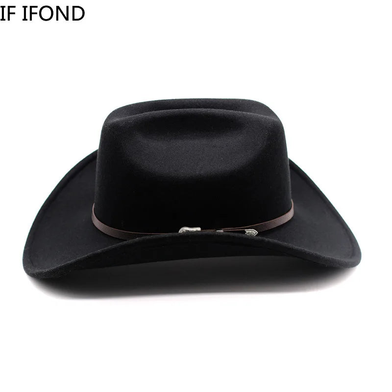 Vintage Western Cowboy Hat – Wide Brim Felt Jazz Hat for Men & Women