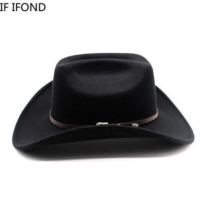 Vintage Western Cowboy Hat – Wide Brim Felt Jazz Hat for Men & Women