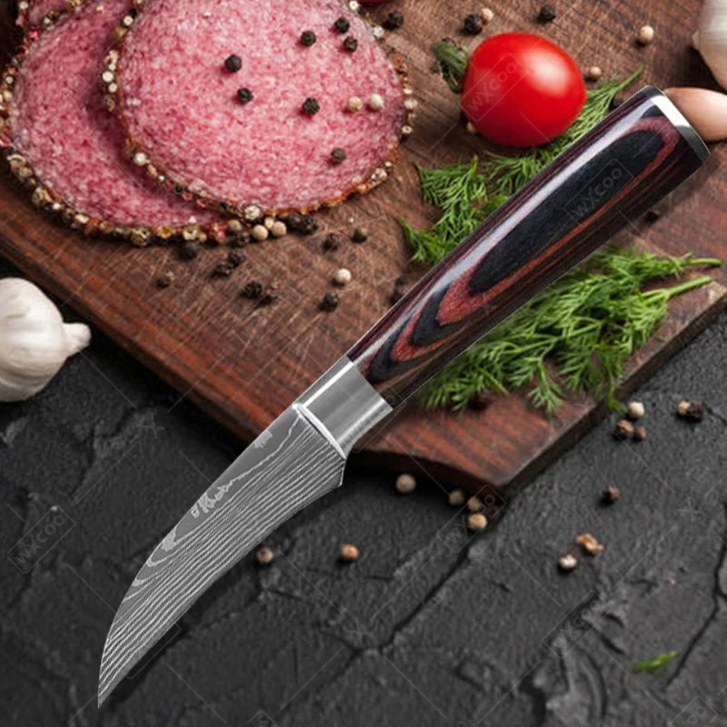 Professional Kitchen Knife Set – Stainless Steel Damascus-Style Blades