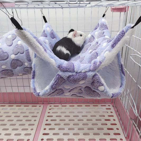 Hamster Hammock Sleeping Bag – Double-Layer Plush Hanging Bed for Small Pets