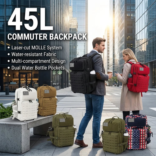 45L Tactical Backpack – MOLLE Military Hiking & Camping Bag