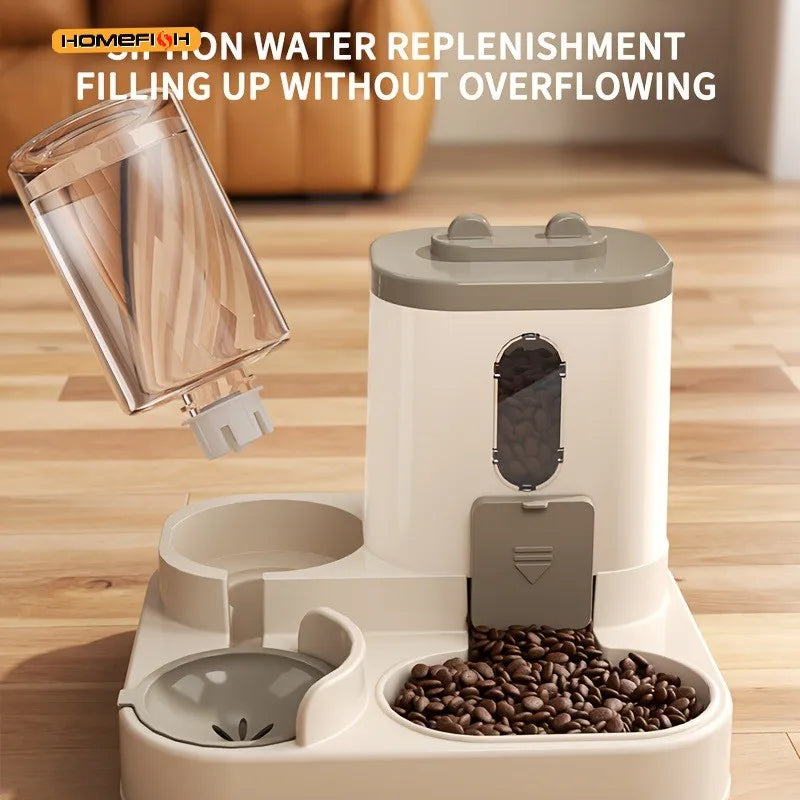2-in-1 Automatic Cat Food & Water Dispenser – Cute Integrated Feeder