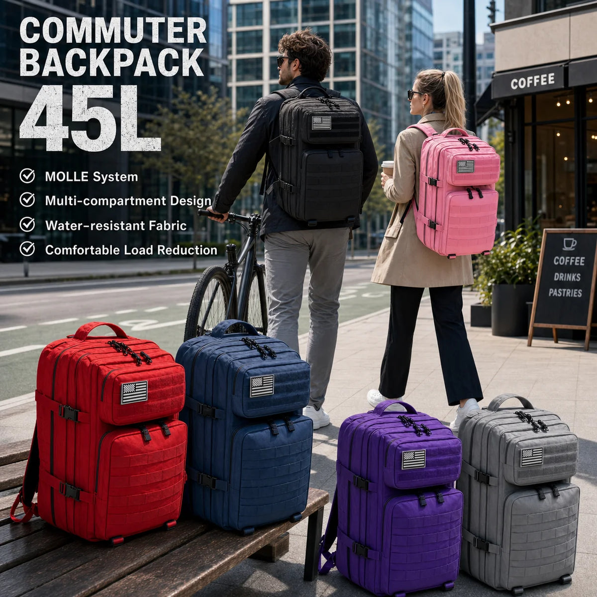 45L Tactical Backpack – MOLLE Large Capacity Travel Bag