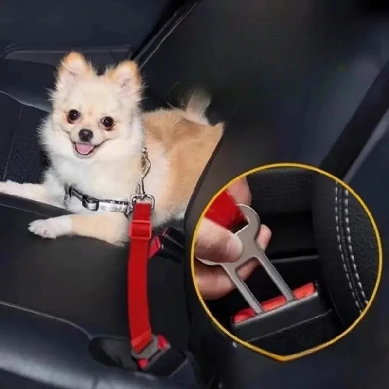 Pet Seat Belt Adapter with Metal Clip - Dog Car Safety Leash