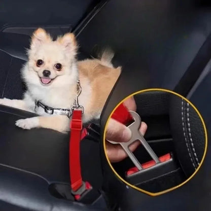 Pet Seat Belt Adapter with Metal Clip - Dog Car Safety Leash