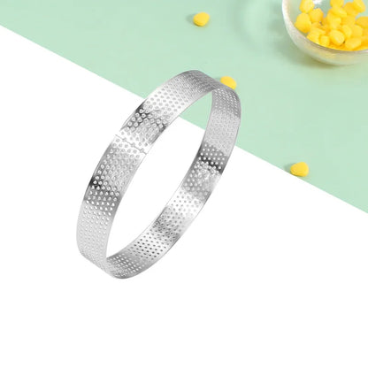 Stainless Steel Perforated Tart Ring Mold – Round Pastry & Mousse Cake Circle