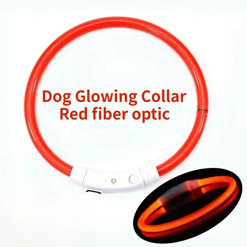 Fiber Optic Dog Collar – USB Rechargeable, Glowing Night Safety
