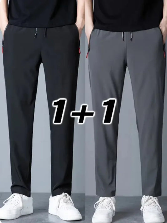 2-Pack Men's Slim Jogger Pants – Korean Casual Stretch Trousers