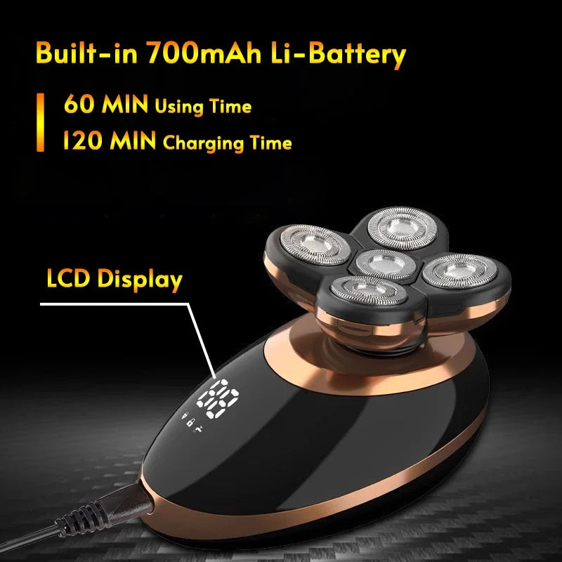 5-in-1 Electric Shaver for Men – Bald Head & Beard Grooming Kit