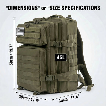 45L Tactical Backpack – MOLLE Large Capacity Travel Bag