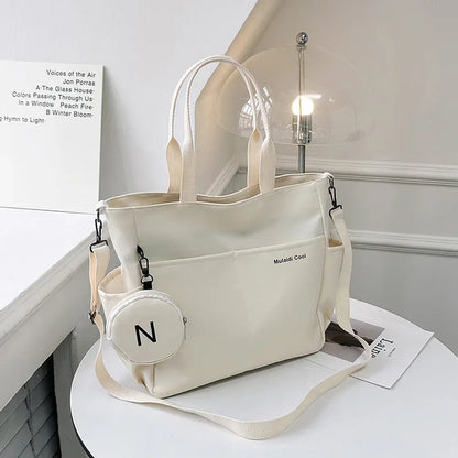Canvas Tote Shoulder Bag for Women – Crossbody Handbag with Mini Coin Purse