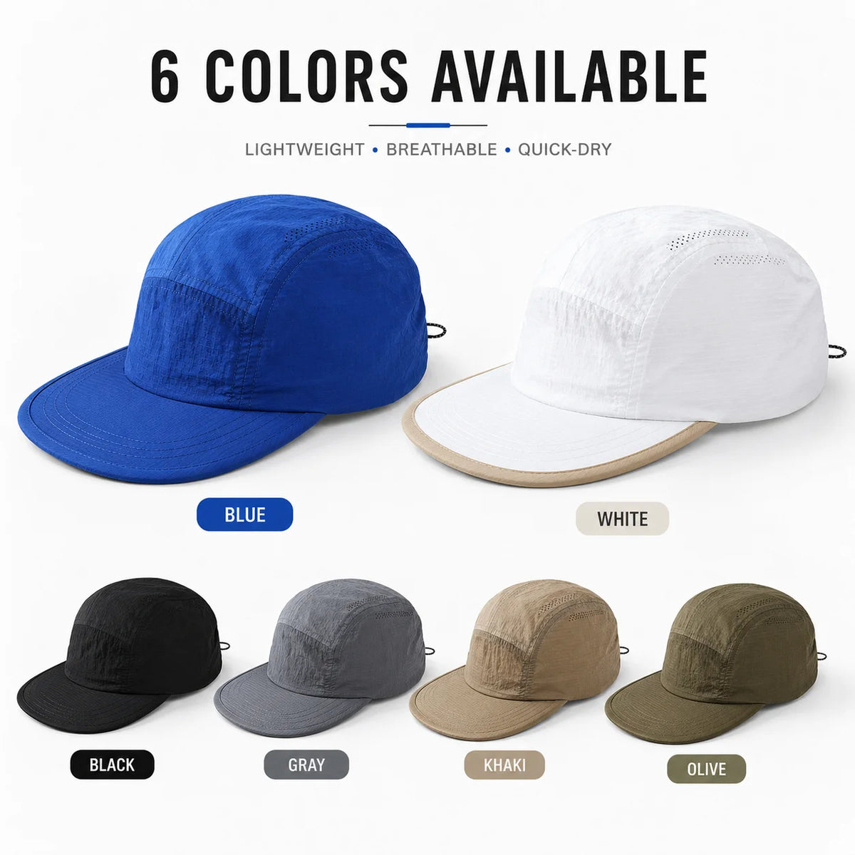 UPF50 Quick-Dry 5-Panel Sun Cap – Ultralight Foldable Outdoor Hat