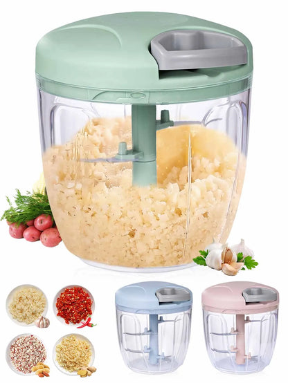 Manual Garlic Chopper – Rotating Vegetable Cutter & Crusher, 500/900ML