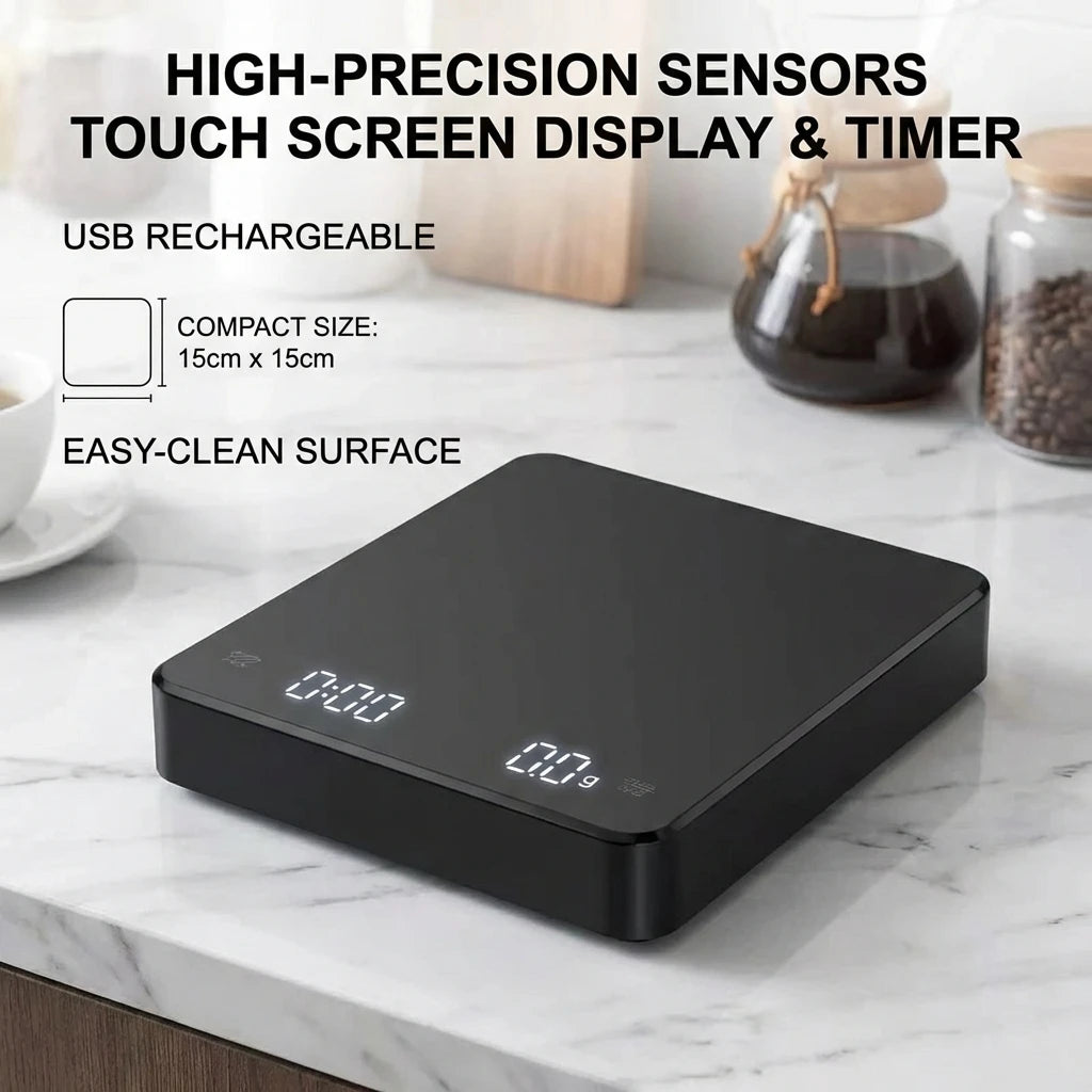 Digital Kitchen Scale with Timer – USB, LED, 3kg/0.1g Precision
