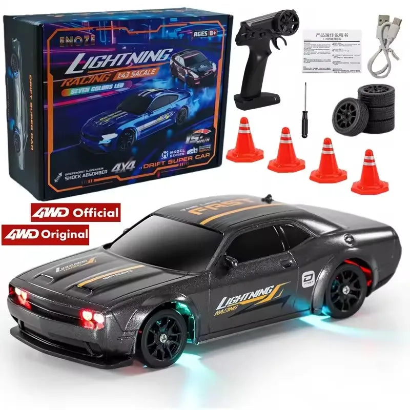 4WD RC Drift Car Lightning Racing 1:43 & 1:64 Scale with LED Lights