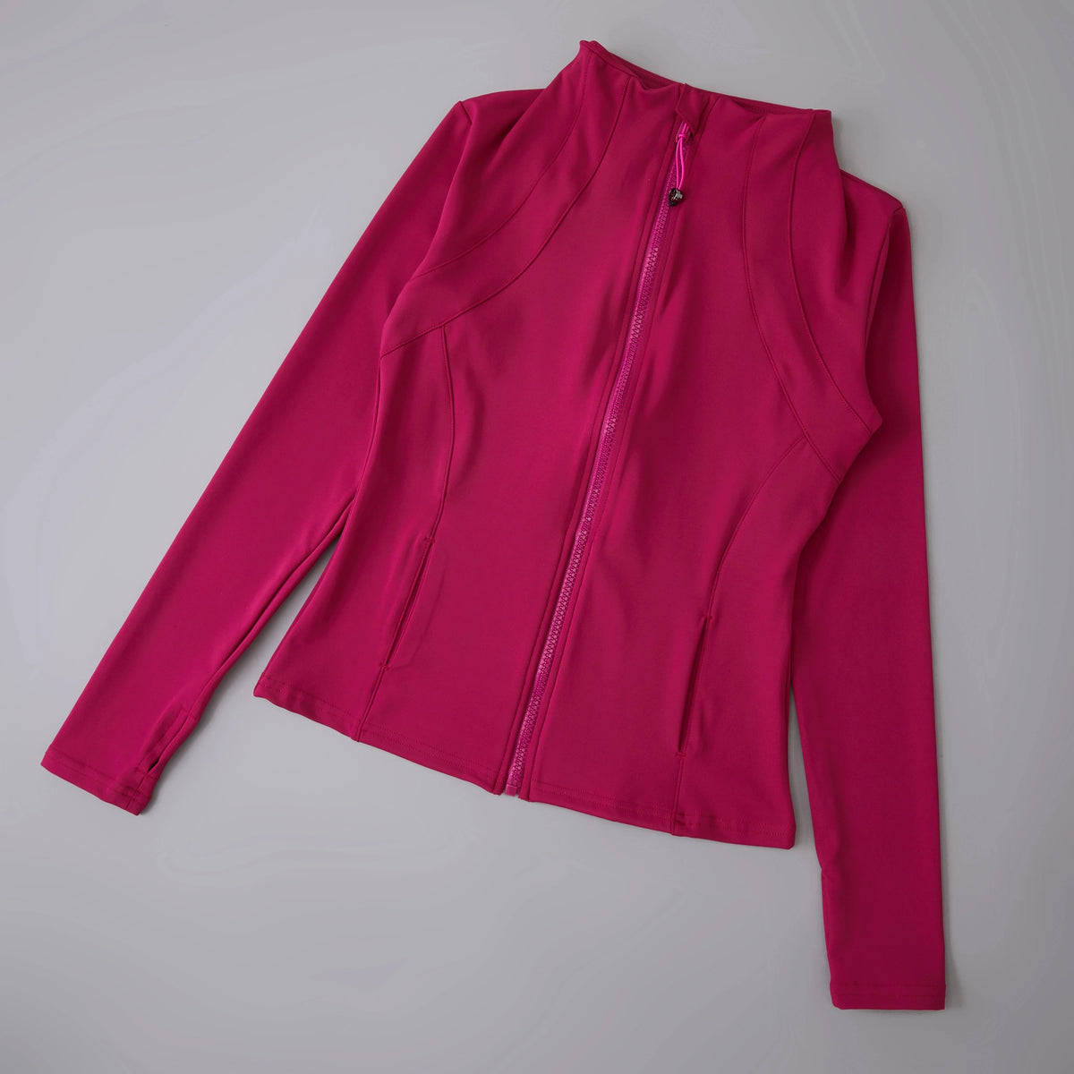 Women's Zip-Up Sports Jacket – Slim Fit Windbreaker with Thumb Holes