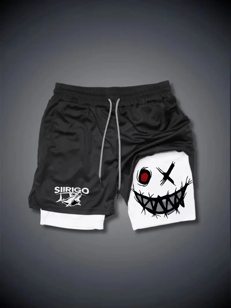 Men's 2-in-1 Graphic Print Fitness Shorts