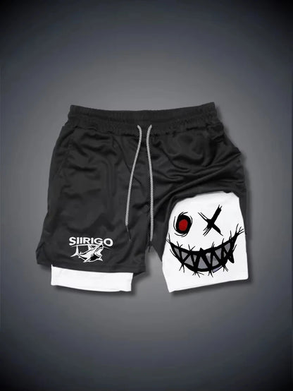 Men's 2-in-1 Graphic Print Fitness Shorts