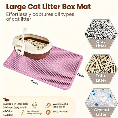 Cat Litter Mat – Double Layer Waterproof Non-Slip Trapping Pad