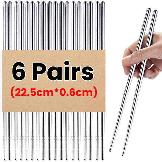 Stainless Steel Chopsticks – Reusable Non-Slip Metal Sticks