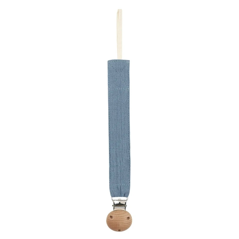 Baby Pacifier Clip with Soft Cotton Strap & Wooden Bead