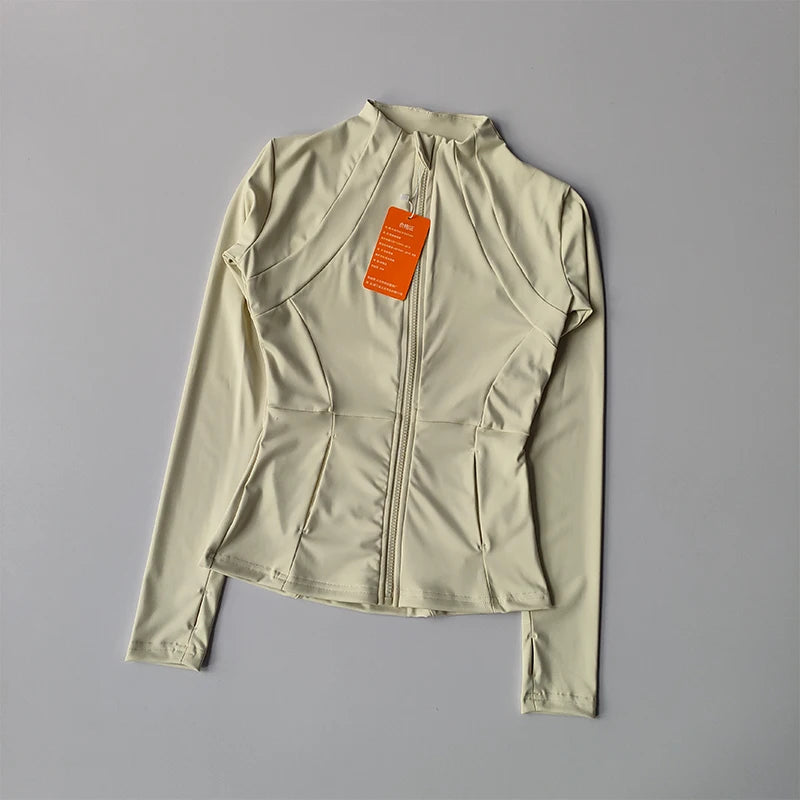 Women's Zip-Up Athletic Jacket – Slim Fit Long Sleeve Sports Coat