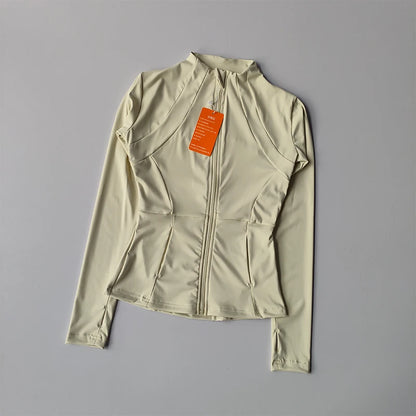 Women's Zip-Up Athletic Jacket – Slim Fit Long Sleeve Sports Coat