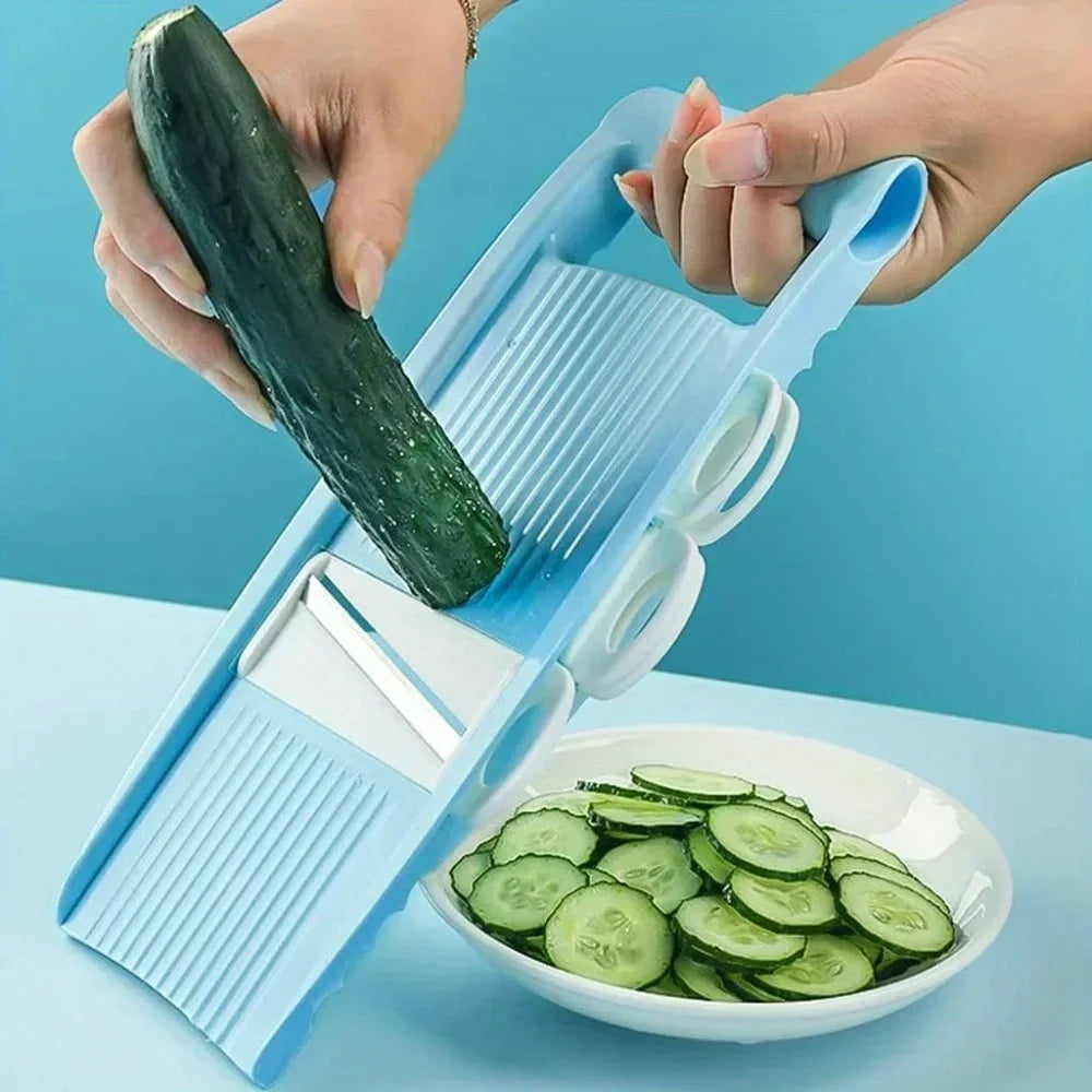 5-in-1 Vegetable Chopper & Mandoline Slicer with Stainless Steel Blades