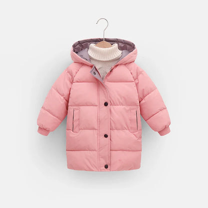 Kids' Long Puffer Parka Coat – Hooded Winter Jacket for Boys & Girls