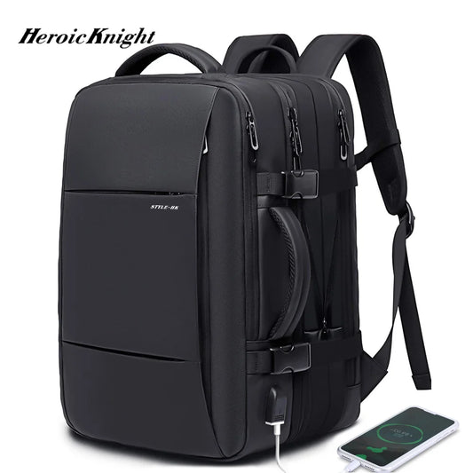 Heroic Knight Expandable Travel Backpack – USB 15.6" Laptop Bag