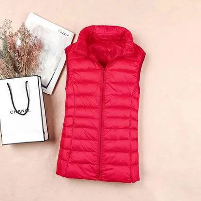 Women's Lightweight Down Vest – Slim Sleeveless Windproof Waistcoat