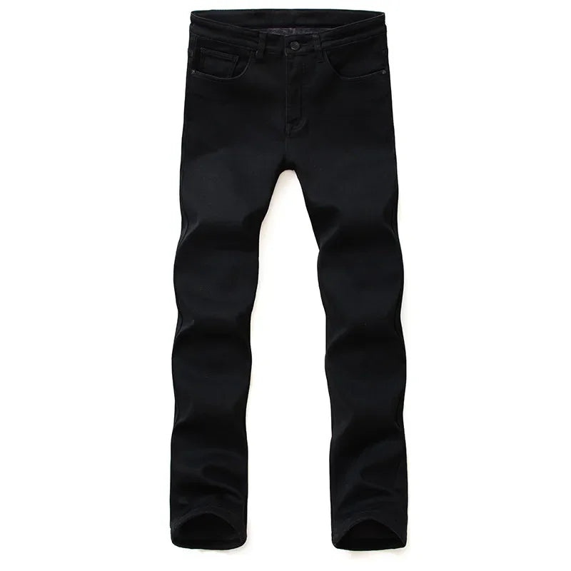 Men's Black Stretch Jeans – Classic Slim Fit Denim Trousers, Sizes 28–40
