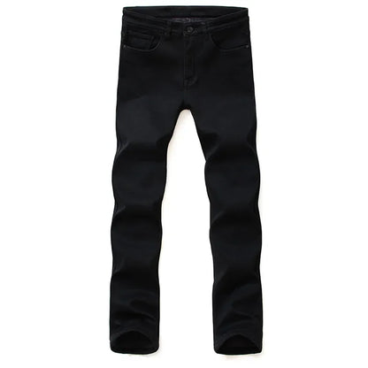 Men's Black Stretch Jeans – Classic Slim Fit Denim Trousers, Sizes 28–40