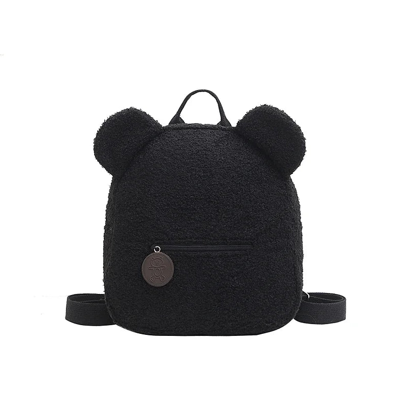 Cute Bear Ear Fleece Mini Backpack for Kids & Girls