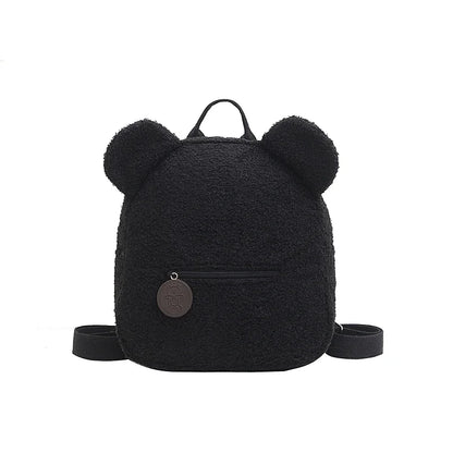 Cute Bear Ear Fleece Mini Backpack for Kids & Girls