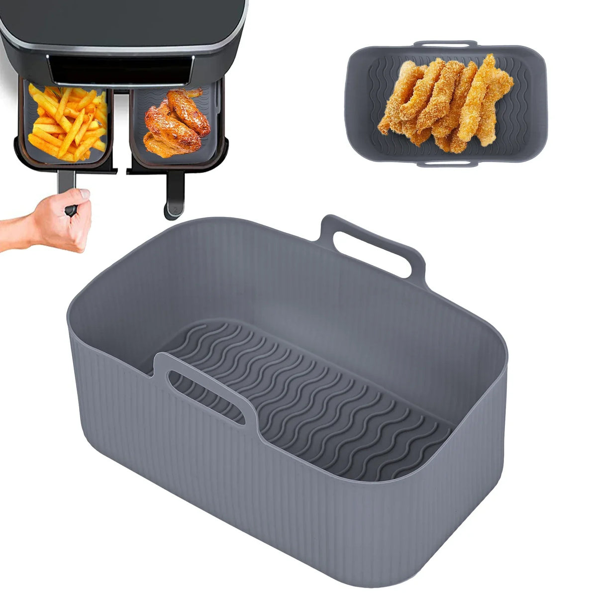 Silicone Air Fryer Liner – Reusable Rectangle Basket Insert
