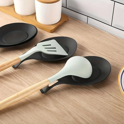 Silicone Spoon Rest - Heat-Resistant Kitchen Utensil Holder (Random Color)