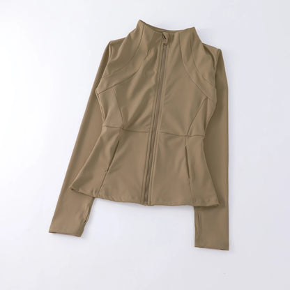 Women's Zip-Up Sports Jacket – Slim Fit Windbreaker with Thumb Holes