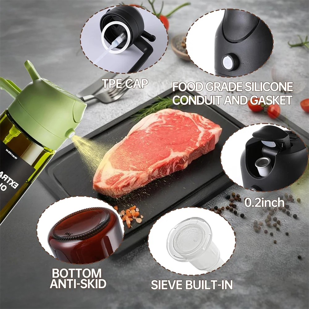 2-in-1 Olive Oil Sprayer & Dispenser Bottle 470ml