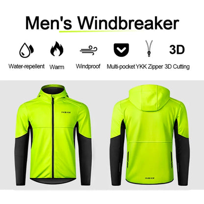 Men's Winter Cycling Windbreaker Jacket with Hood