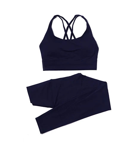 Women's 2-Piece Yoga Set – Nylon Sports Bra & High-Waist Leggings