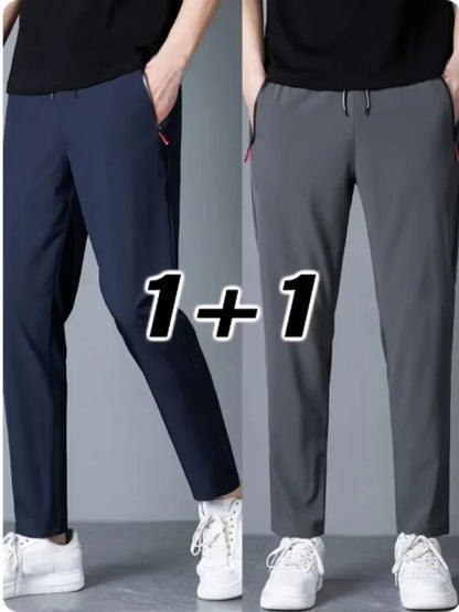 2-Pack Men's Slim Jogger Pants – Korean Casual Stretch Trousers