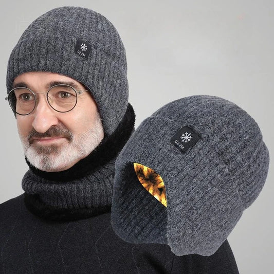 Winter Knitted Beanie with Ear Flaps – Faux Fur Lined Bomber Hat for Men