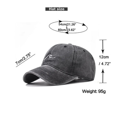 Wave Embroidered Baseball Cap – Unisex Adjustable Dad Hat