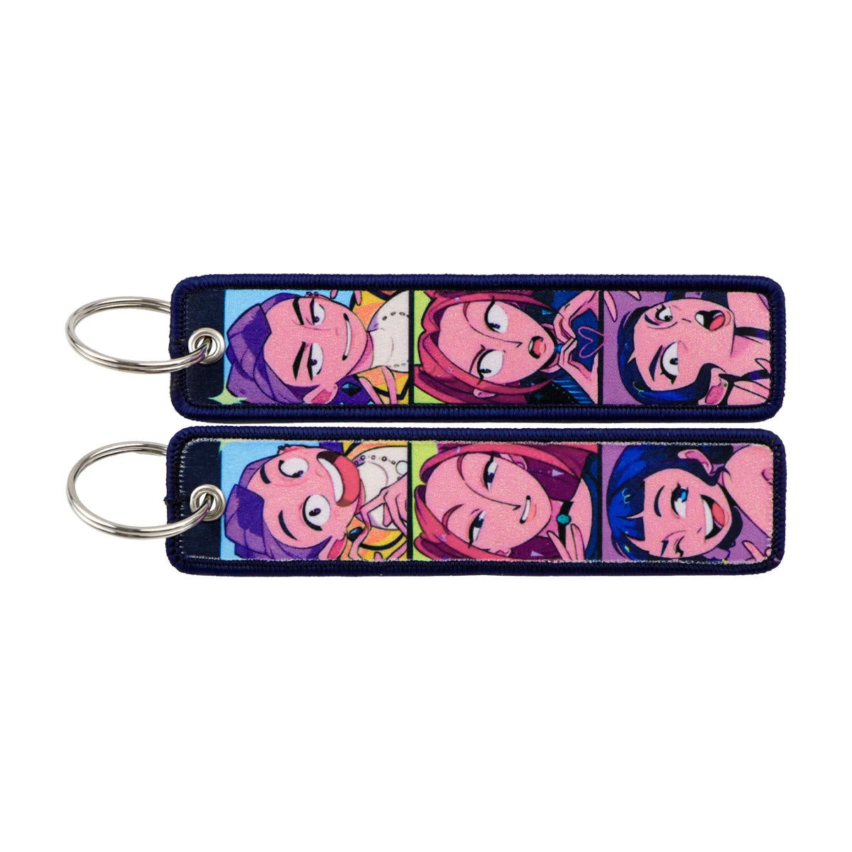Anime Embroidery Keychain Tag – Cartoon Character Key Ring for Motorcycle, Car & Backpack