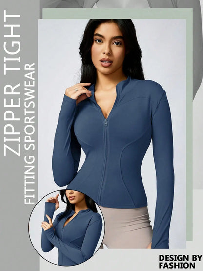 Women's Zip-Up Turtleneck Sports Jacket – Slim Fit
