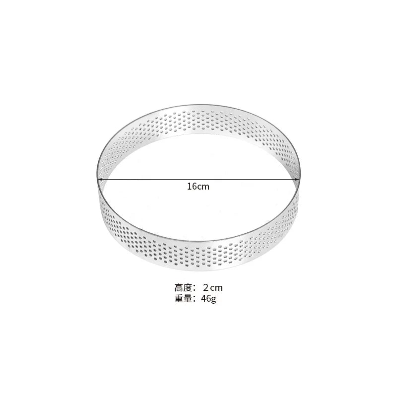 Stainless Steel Perforated Tart Ring Mold – Round Pastry & Mousse Cake Circle