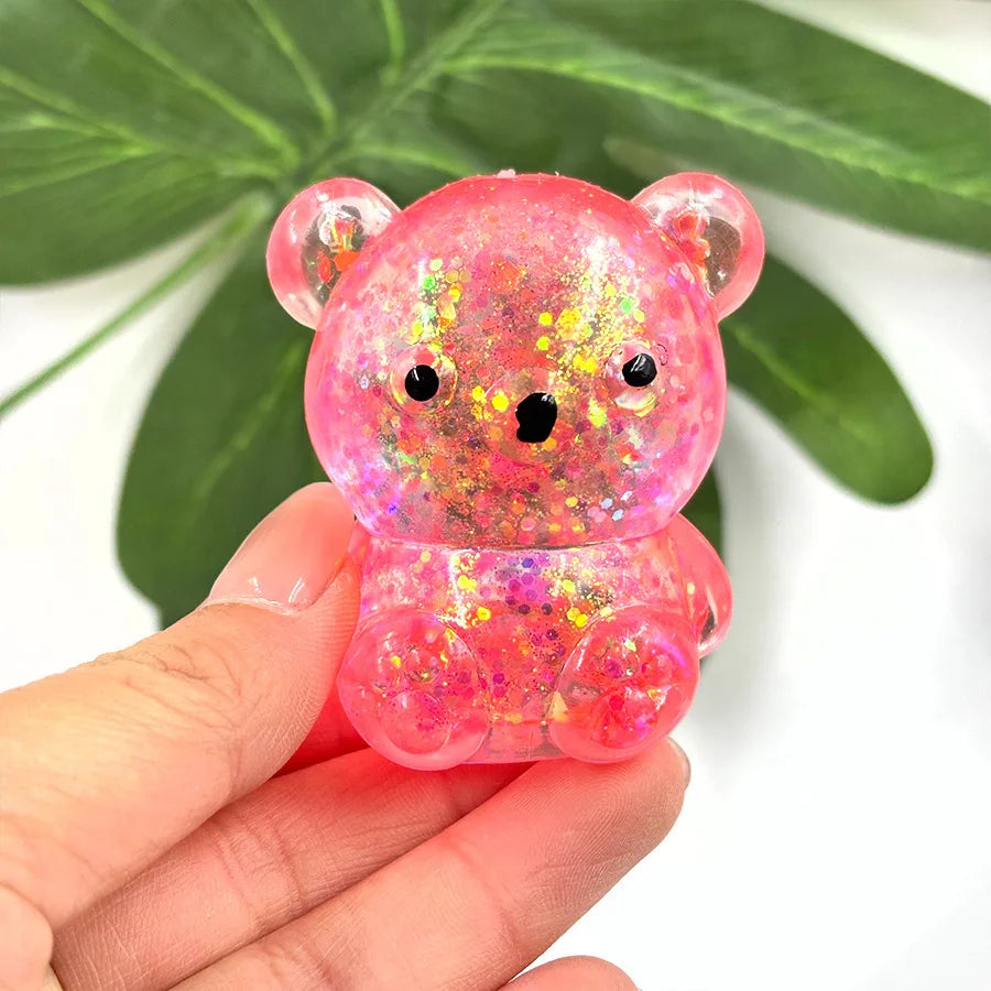 Glitter Bear Squishy Toy – Slow Rise Stress Relief Squeeze Toy